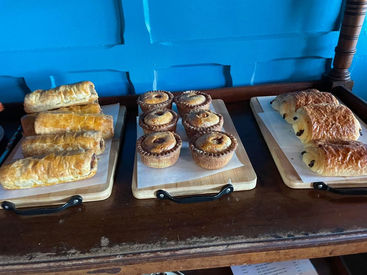 Sausage rolls, pork pies and pastries fresh in the cafe